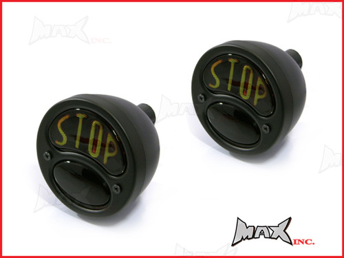 Pair Of Black Vintage Ford "STOP" Universal Stop / Tail Lights - Bulb Type