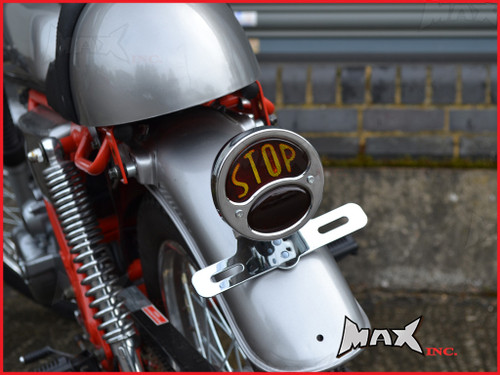 Chrome Vintage "STOP" Universal Stop / Tail Light - Bulb Type