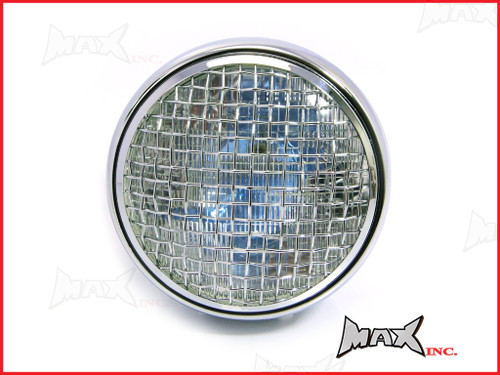 7.7 INCH Chrome Mesh Grill Metal Headlight - H4 / 55w Halogen Sealed Beam