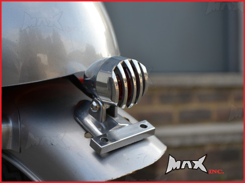Polished Aluminium Mini Prison Grill LED Stop / Tail Light - Red Lense