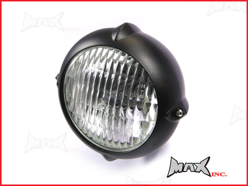 5.5 INCH Matte Black Aluminium Vintage Style Bottom Mount Headlight - 12v / 35w