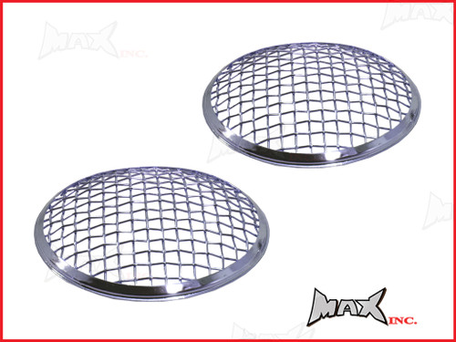 7 INCH Chrome Mesh Grill Metal Headlight Covers - Pair