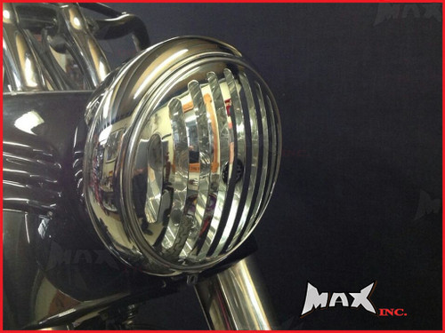 7 INCH Chrome Prison Bar Grill Metal Headlight Cover