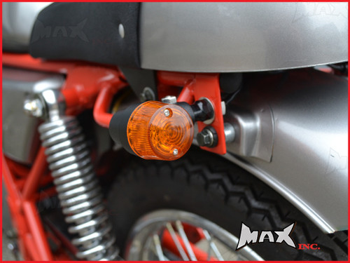 Black Alloy Retro LED Turn Signals / Indicators - Amber Lense