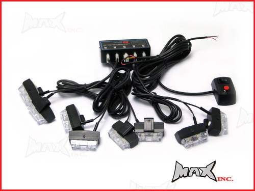 8 Piece Grill Mount LED Emergency Flashing Strobe Light Set - Amber