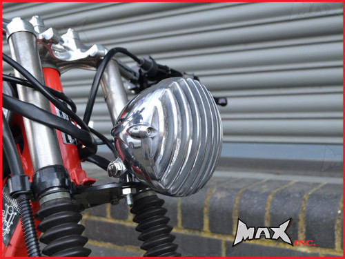 4.5 INCH Polished Alloy Scalloped Vintage Grill Headlight - 12v / 35w