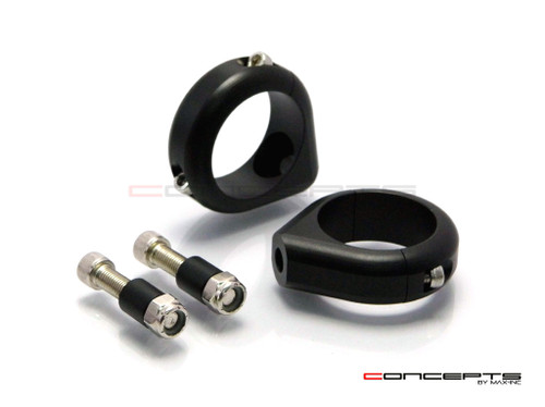 Black Harley Fork Relocation Turn Signal Billet Aluminium Brackets - 41mm