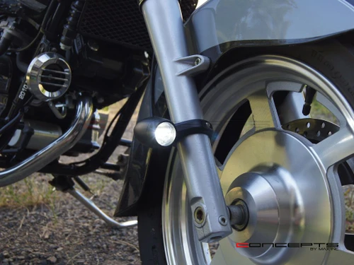 Matte Black Aluminium Bullet Spot / Fog Lights + Complete Wiring Kit + Fork Clamps - 32/33mm