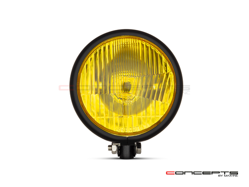 5.75" Bates Style Matte Black Metal Headlight - 12v / 40w Sealed Beam