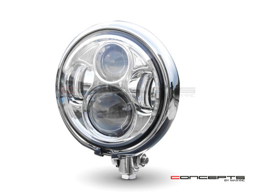5.75" Bates Style LED Daymaker Chrome Metal Headlight