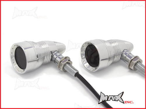 Polished Alloy Retro LED Turn Signals / Indicators - Smoked Lense