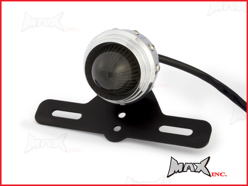 Polished Aluminium Studded Retro Style LED Stop / Tail Light - Smoked Lens