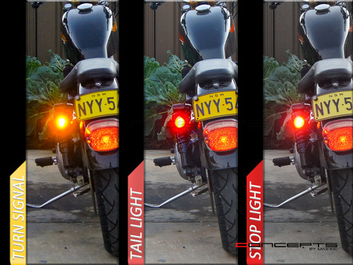 Black + Brass Bezel CNC Machined Billet Alum Classic Integrated LED Stop / Tail Lights + Turn Signals