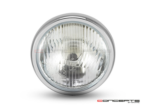  6" Matte Black + Chrome Universal Metal Classic Headlight 