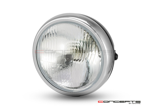  6" Matte Black + Chrome Universal Metal Classic Headlight 