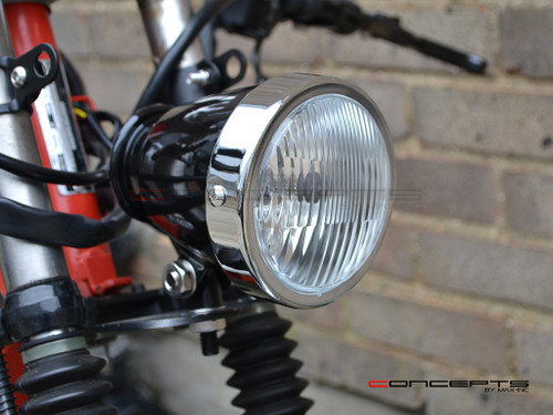 4.5" Gloss Black + Chrome Bottom Mount Vintage Style Universal Headlight