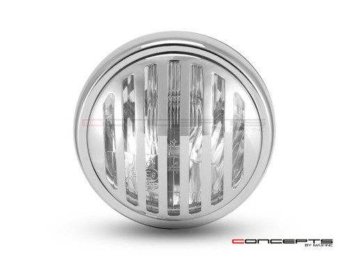 6" Matte Black & Chrome + Prison Grill Metal Classic Headlight - Emarked