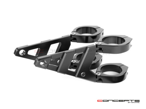 MAX Stomp Black CNC Machined Headlight Brackets - 54/55mm Diameter