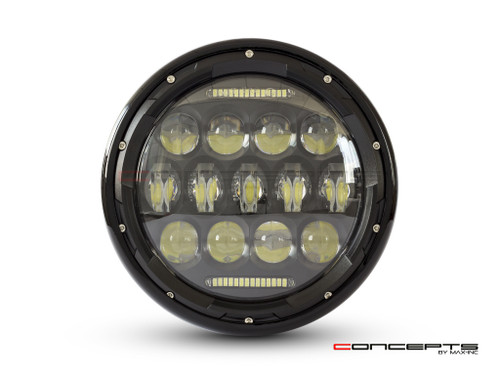 7.7" Gloss Black Metal Multi Projector LED Headlight