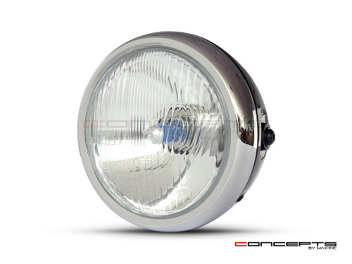 6" Gloss Black + Chrome Universal Metal Classic Headlight - Emarked