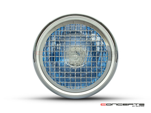 6" Gloss Black & Chrome + Mesh Grill Metal Classic Headlight - Emarked