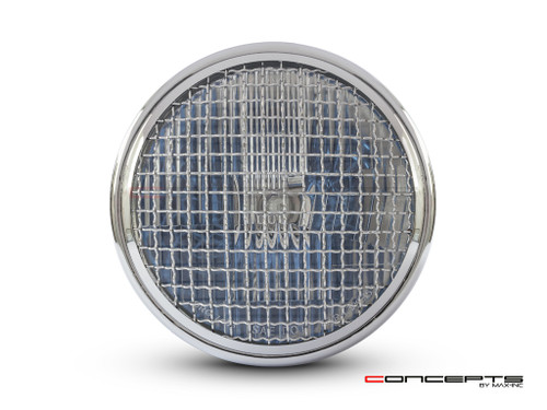 7.5" Gloss Black & Chrome + Mesh Grill Metal Classic Headlight - DOT