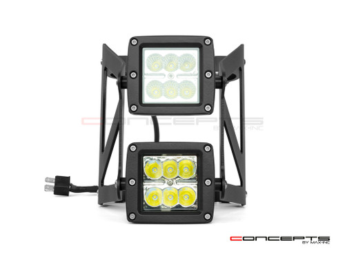 Black Dual Stacked Streetfighter LED Headlight - Available Fork Clamp Sizes 32 - 59mm