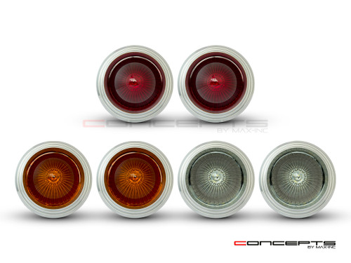 2.75" Universal Polished Alum LED Stop / Tail Lights + Turn Signals + Reverse Lights - Set Of 6