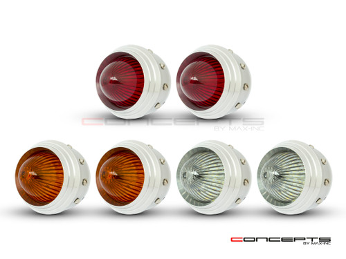 2.75" Universal Polished Alum LED Stop / Tail Lights + Turn Signals + Reverse Lights - Set Of 6