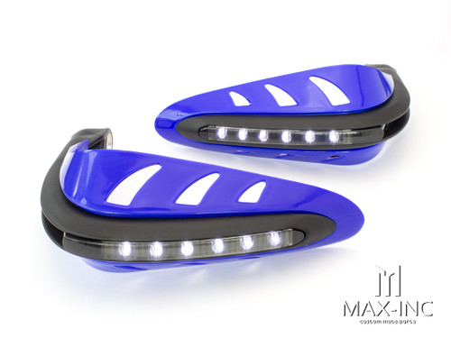 BLUE Universal Hand Guards with Integrated White LED Daytime Running Lights