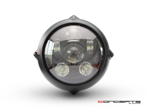 7" Black Alloy Vintage Style LED Projector Headlight