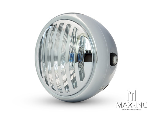 6" Chrome + Prison Grill Metal Classic Headlight
