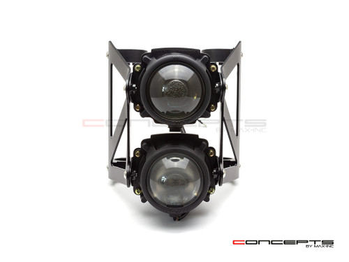 Black Dual Stacked Streetfighter Projector Headlight Set - Emarked & DOT Approved
