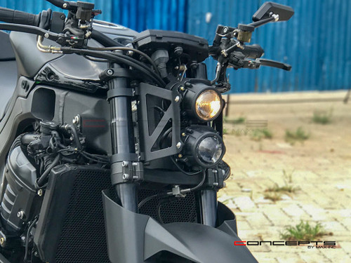 Black Dual Stacked Streetfighter Projector Headlight Set - Emarked & DOT Approved