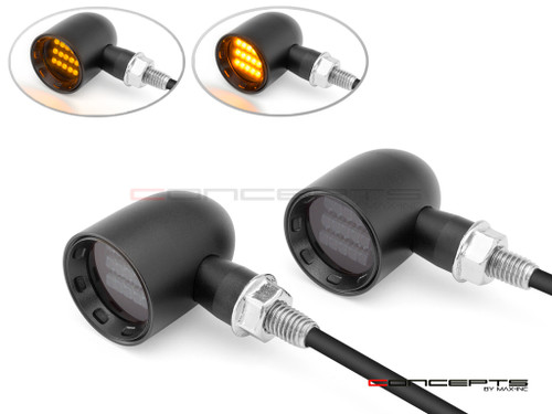 MAX "DERBY" Black CNC Machined Alum Classic Mini LED Indicators / Turn Signals