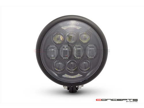 5.75" Bates Style LED Multi Projector Matte Black Metal Headlight + DRLS