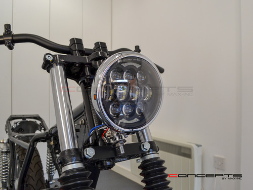 5.75" Bates Style LED Multi Projector Chrome Metal Headlight + DRLS