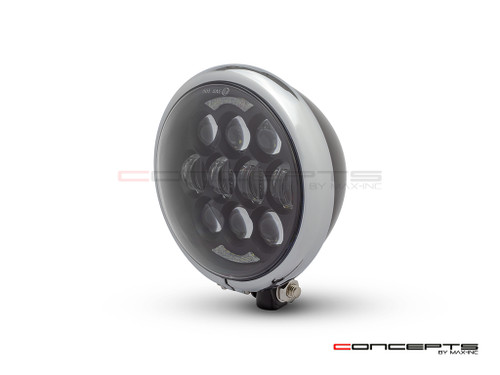 5.75" Bates Style LED Multi Projector Gloss Black + Chrome Metal Headlight + DRLS