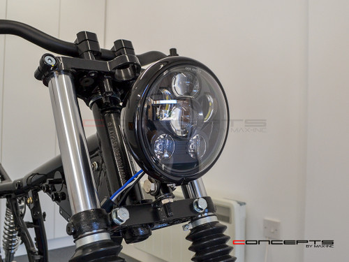 5.75" Bates Style LED Six Projector Gloss Black Metal Headlight