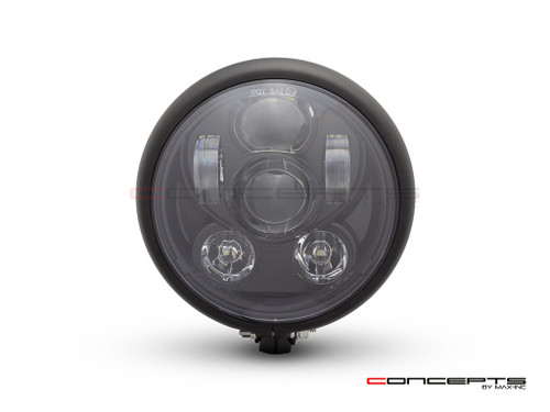 5.75" Bates Style LED Six Projector Matte Black Metal Headlight