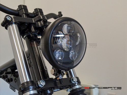 5.75" Bates Style LED Six Projector Matte Black Metal Headlight