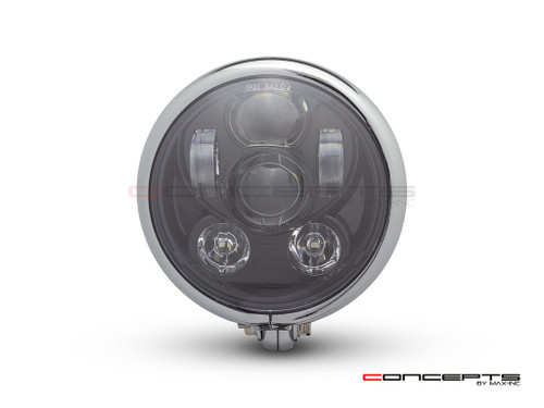 5.75" Bates Style LED Six Projector Chrome Metal Headlight