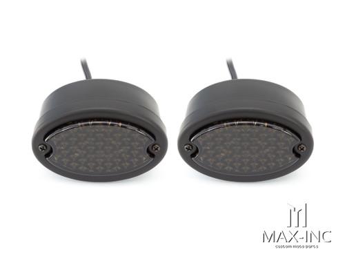 Classic Matte Black Metal Oval Smoked Lens LED Stop / Tail Lights - Pair