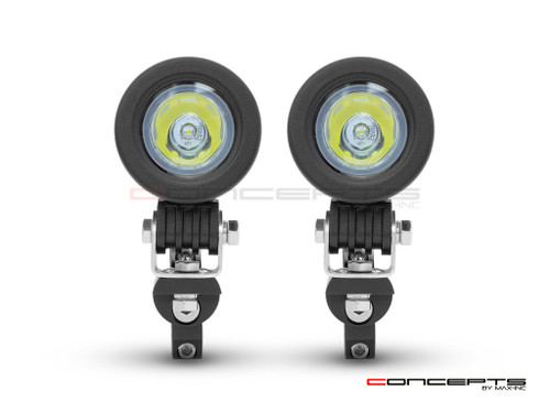 10w LED Spot Lights + Wiring Harness + Bar Clamps - Fits 22 /25 / 28mm Bars