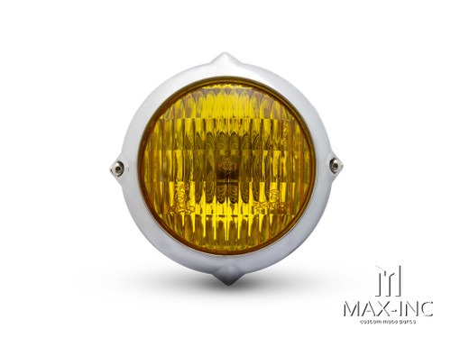 5.5" Polished Alloy Vintage Style Headlight - Yellow Lens