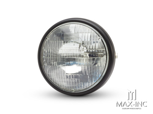 7.7" Matte Black Shorty Metal Headlight - 12v / 55w Sealed Beam
