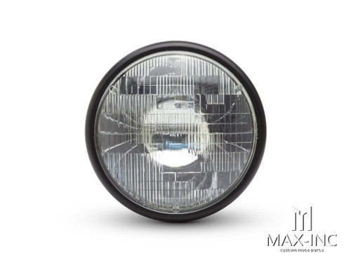7.7" Matte Black Shorty Metal Headlight - 12v / 55w Sealed Beam