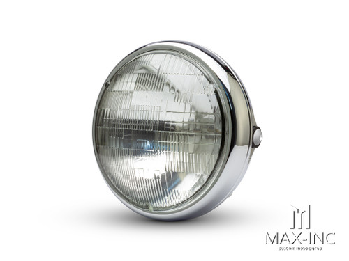 7.7" Chrome Shorty Metal Headlight - 12v / 55w Sealed Beam