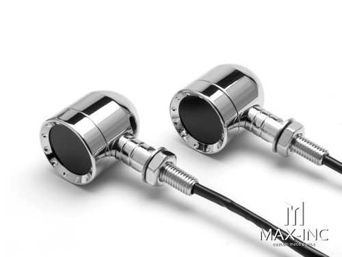 Chrome Alloy Custom Bobber Turn Signals / Indicators - Smoked Lens