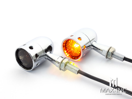 Chrome Alloy Custom Turn Signals - Smoked Lens - Bulb Type